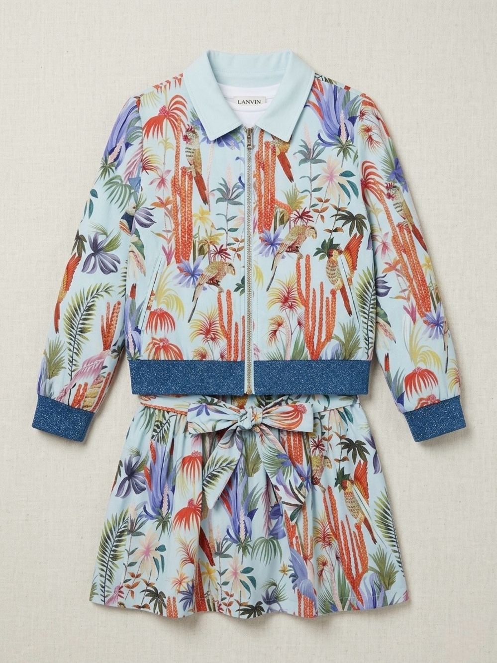 Lanvin Girls Pastel Blue Tropical Print  Set